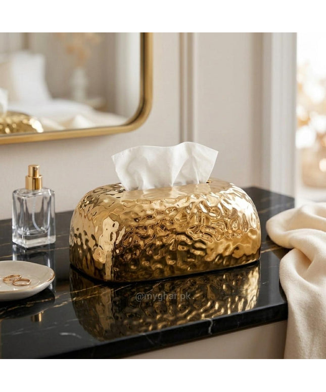 Luxury Gold Fiber Tissue Box Holder Decor