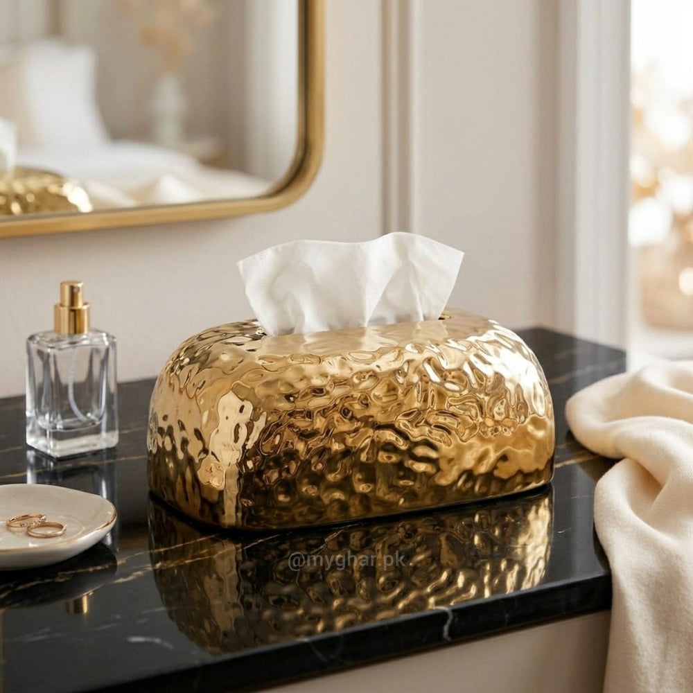 Luxury Gold Fiber Tissue Box Holder Decor