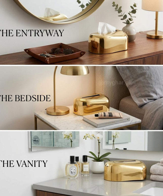 Modern Gold Tissue Box Cover for Home