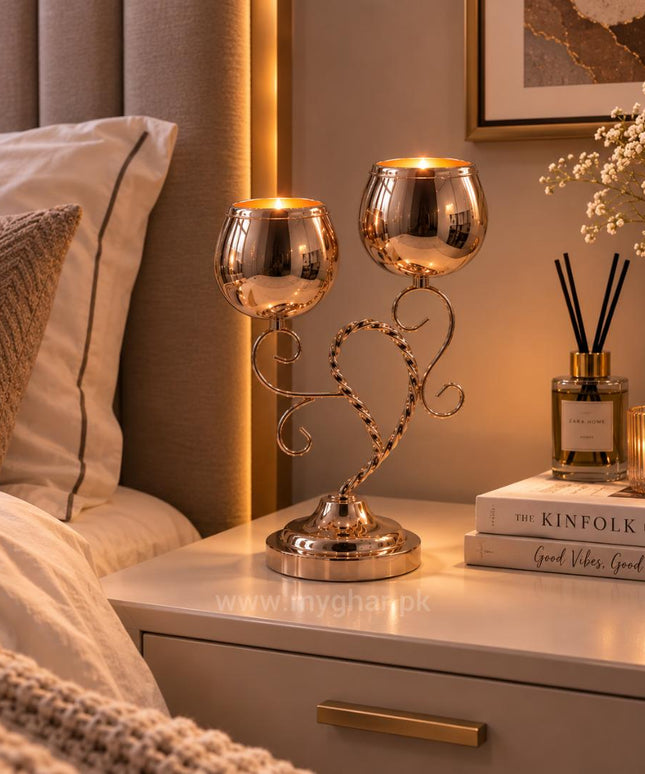 Premium Rose Gold Candle Stand for Table Decor