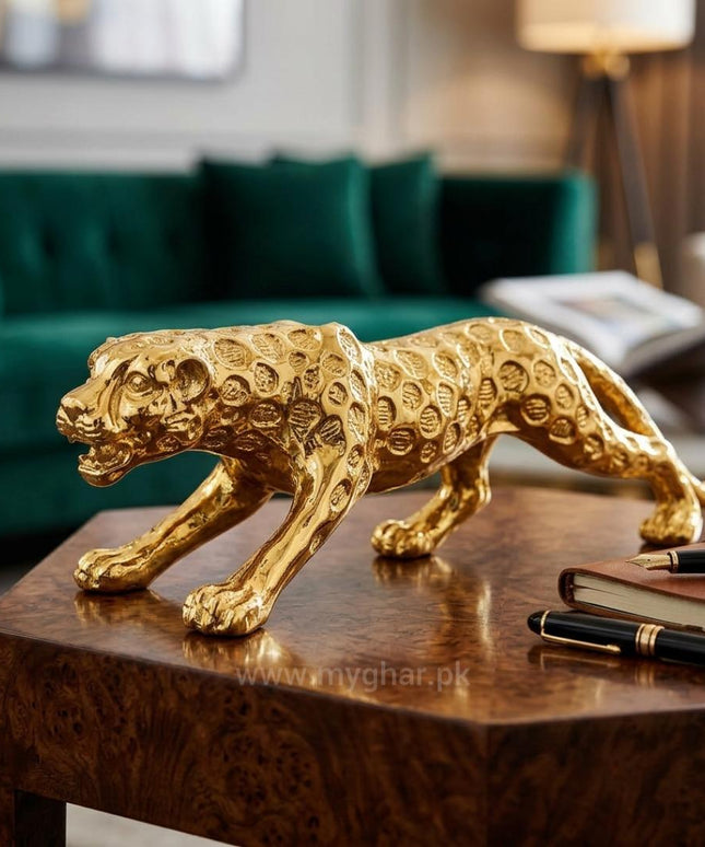 Decorative Golden Leopard Sculpture Home & Office Decor