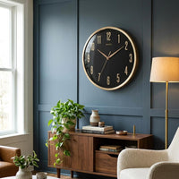 Luxury Black Dial Wall Clock With Rose Gold Frame