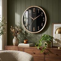 Luxury Black Dial Wall Clock With Rose Gold Frame