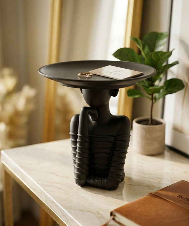 Abstract Thinker Sculpture Tabletop Decor Tray