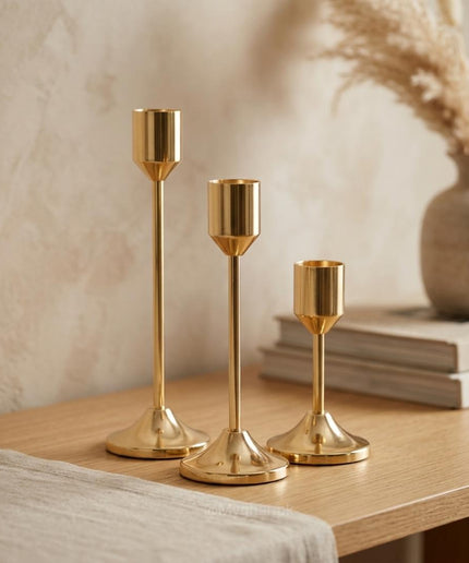 Luxury Gold Metal Candle Holder Set of Three