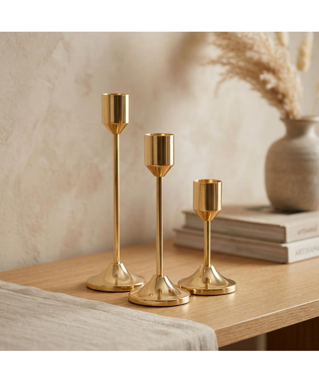 Luxury Gold Metal Candle Holder Set of Three