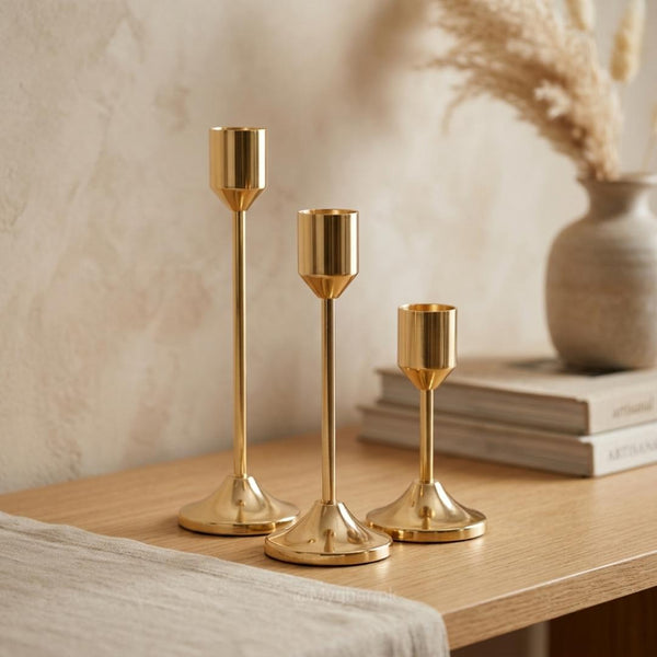 Luxury Gold Metal Candle Holder Set of Three