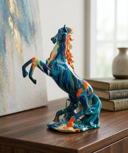 Artistic Multicolour Resin Horse Statue for Interiors