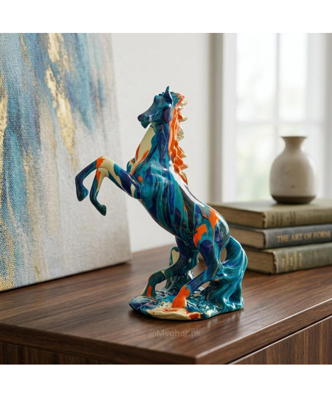 Artistic Multicolour Resin Horse Statue for Interiors