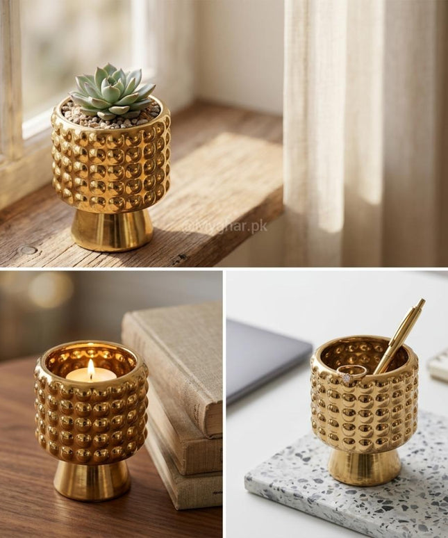 Statement Gold Bubble Planter for Tables and Shelves