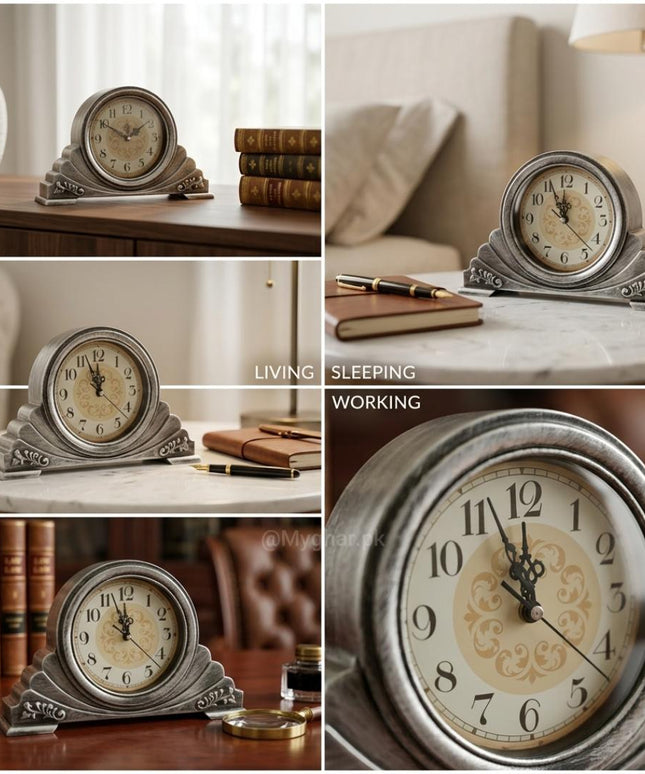 Vintage Silver Mantel Clock for Home & Office