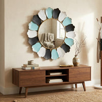 Decorative Floral Metal Wall Mirror for Home Decor