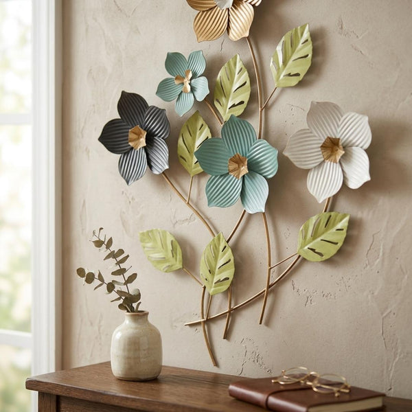 Modern Botanical Flower Metal Wall Decor