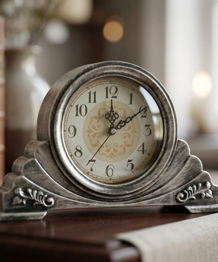 Vintage Silver Mantel Clock for Home & Office