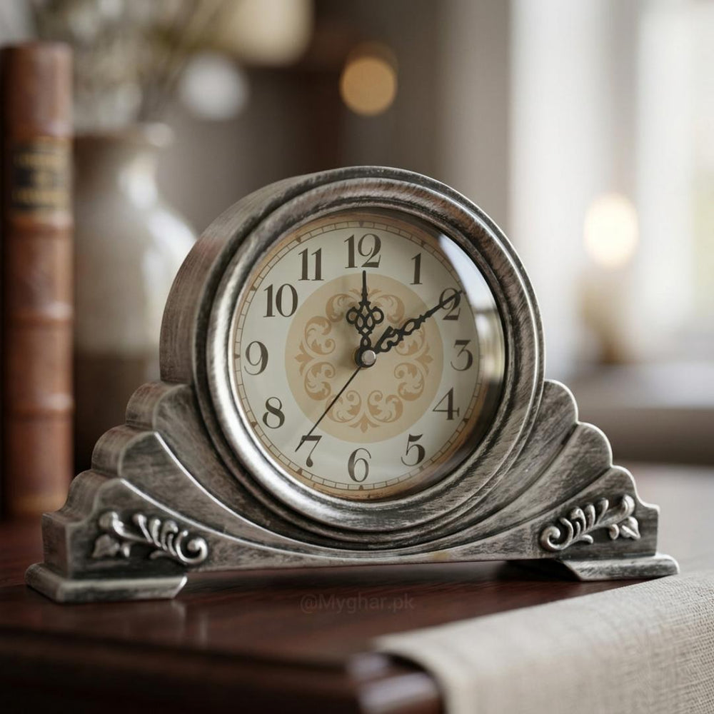 Vintage Silver Mantel Clock for Home & Office