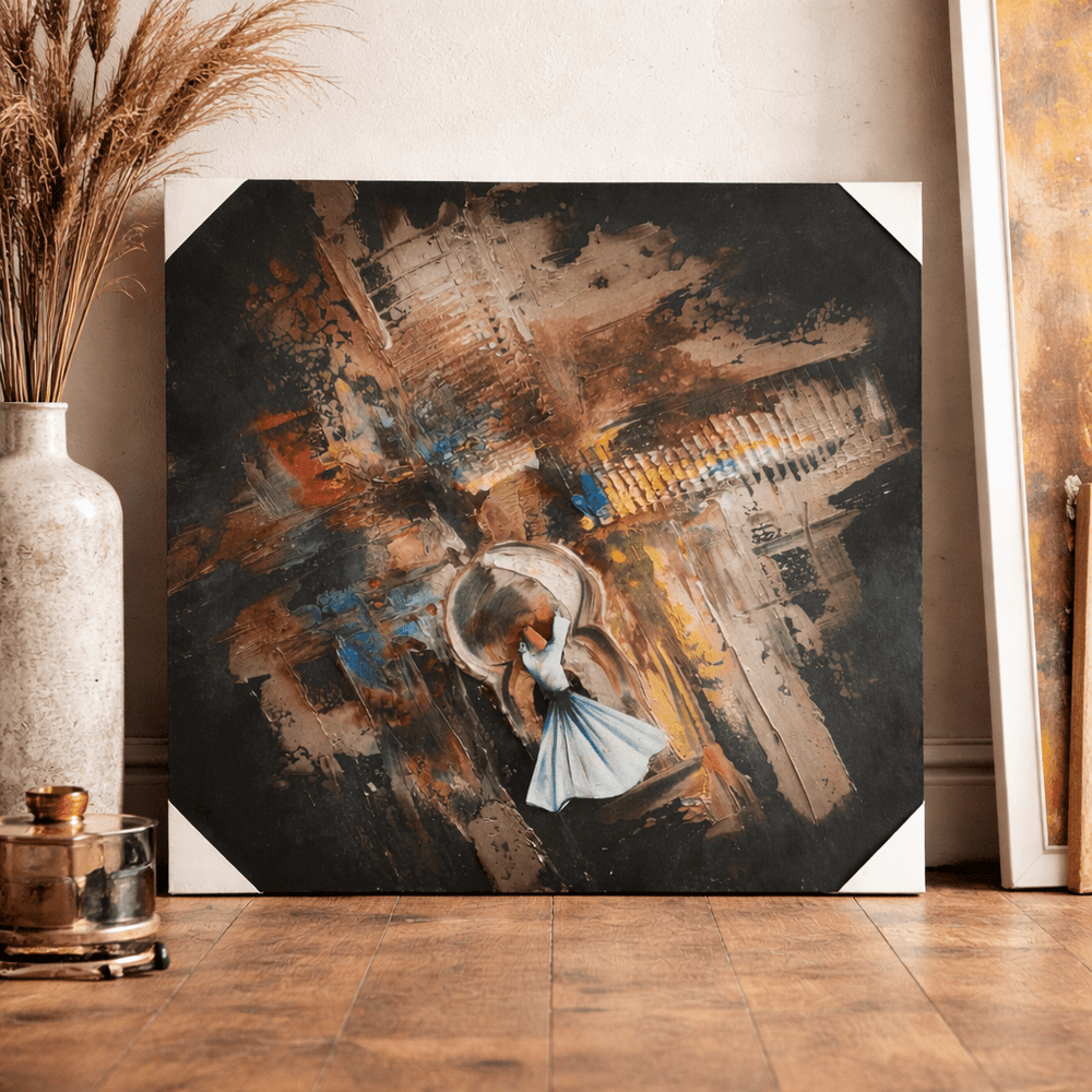 Dervish Abstract Canvas Wall Art – Handmade Spiritual Artwork