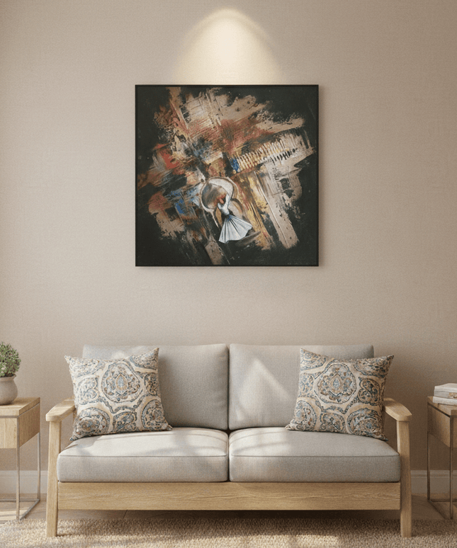 Dervish Abstract Canvas Wall Art – Handmade Spiritual Artwork