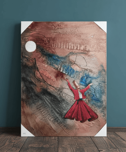 Dervish Beneath the Moon of Devotion | Handmade Canvas Wall Art