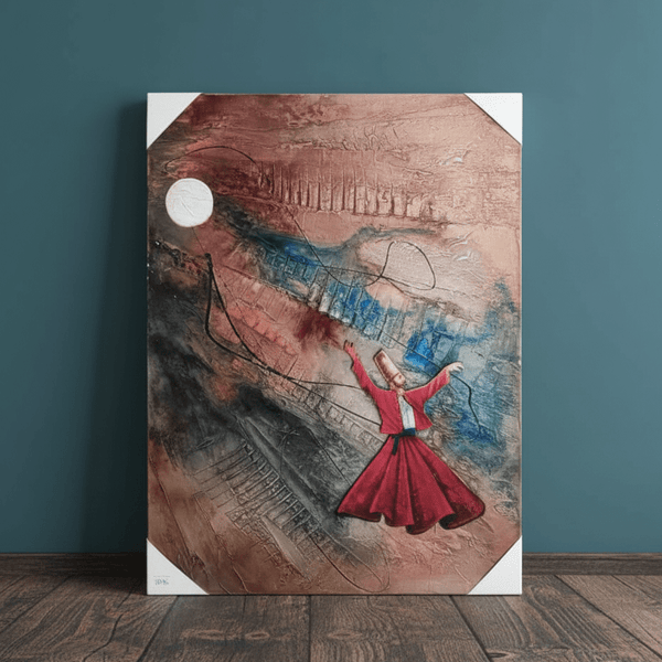 Dervish Beneath the Moon of Devotion | Handmade Canvas Wall Art