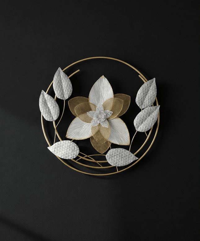 Elegant Floral Orbit Metal Wall Art