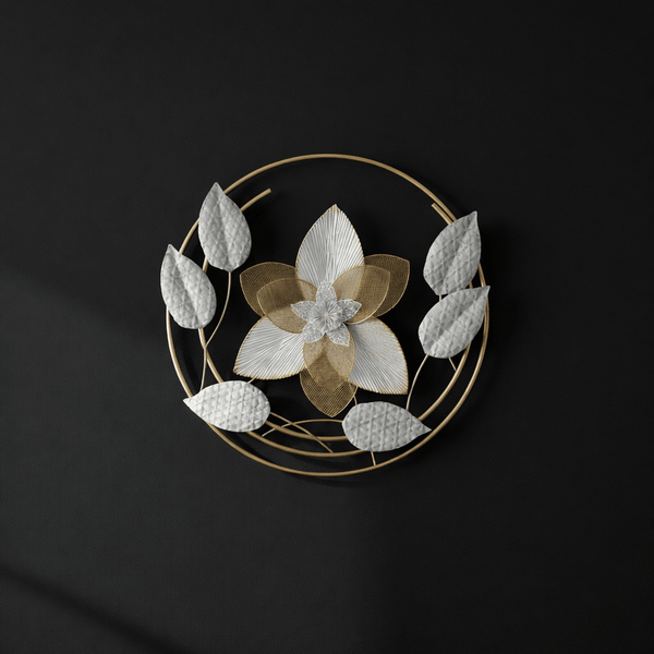 Elegant Floral Orbit Metal Wall Art