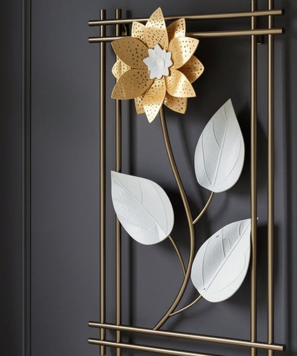 Elegant Golden Floral Metal Wall Art Frame