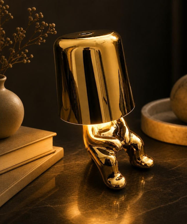 Luxury Gold Metal Desk Lamp – Sitting Character