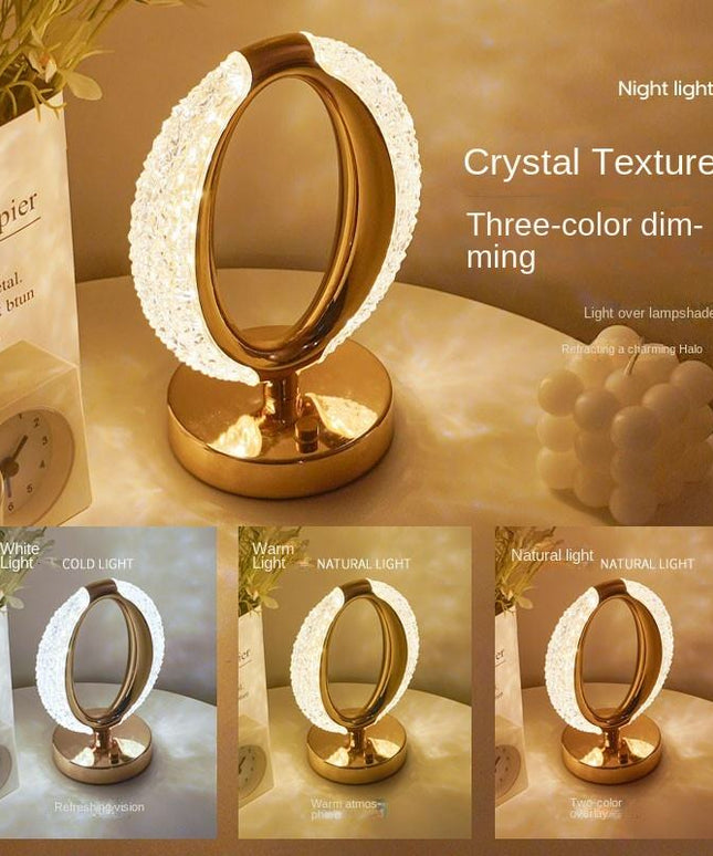 Round Shape Crystal Table Lamp, Luxury Modern Decorative Light for Bedroom, Living Room & Office