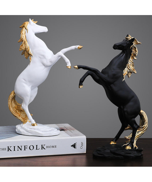 Elegant Horse Resin Sculptures – Decorative Pair