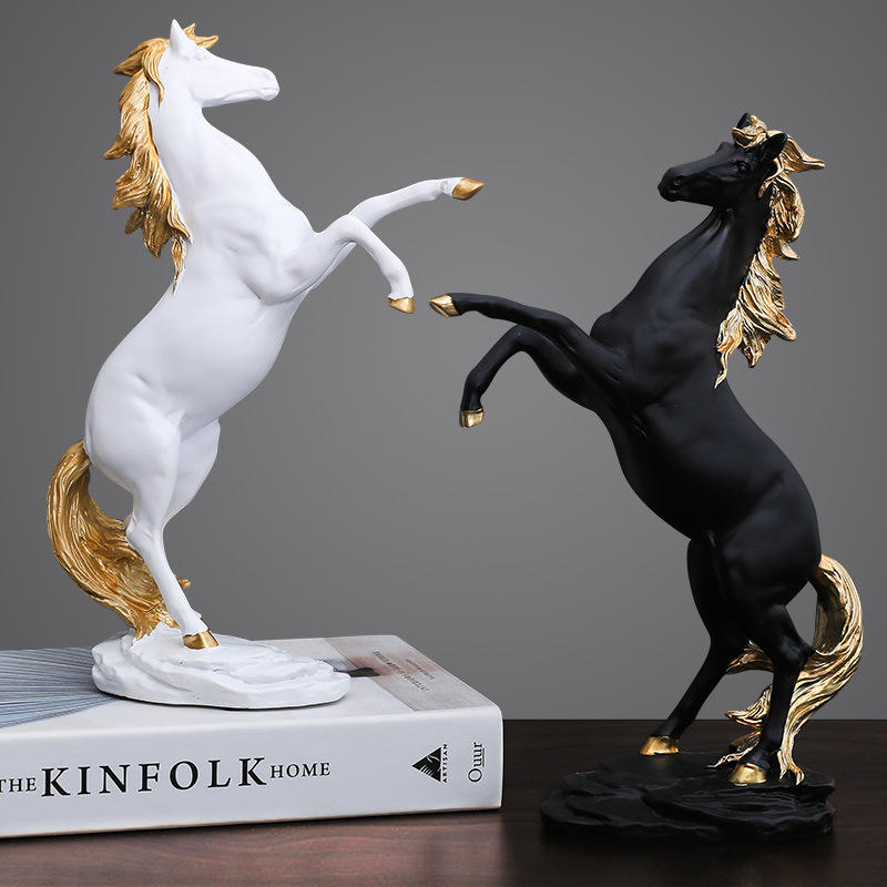 Elegant Horse Resin Sculptures – Decorative Pair