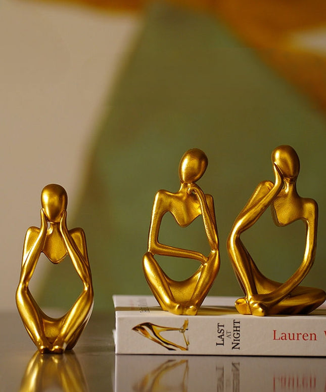 Abstract Human Resin Sculptures – Modern Decorative Trio