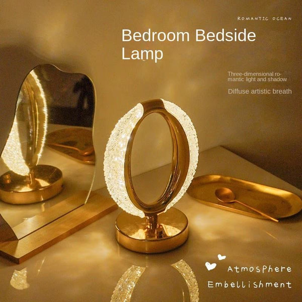 Round Shape Crystal Table Lamp, Luxury Modern Decorative Light for Bedroom, Living Room & Office