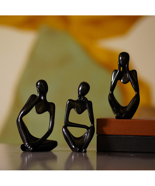 Abstract Human Resin Sculptures – Modern Decorative Trio