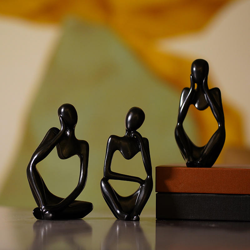 Abstract Human Resin Sculptures – Modern Decorative Trio