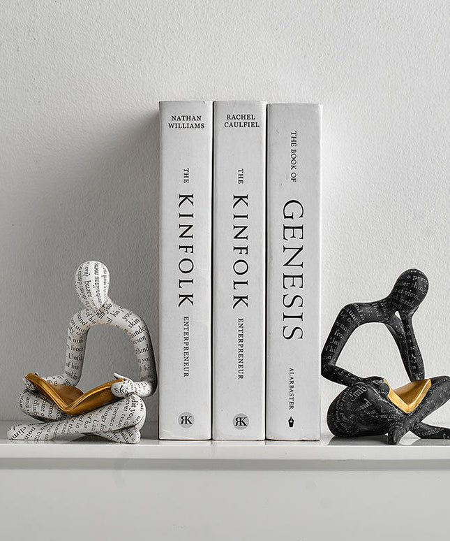 Abstract Reading Human Resin Figurines – Modern Artistic Decor Set