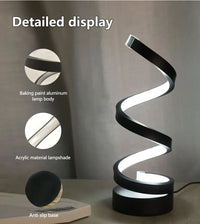 Modern Spiral LED Table Lamp, Dimmable USB Powered Bedroom Bedside & Study Light