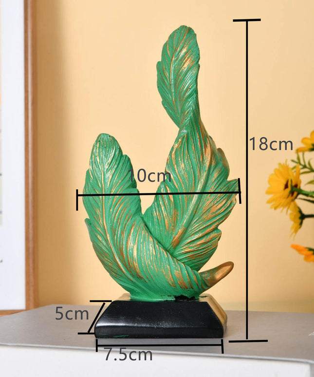Emerald Leaf Resin Sculpture – Luxury Decorative Accent