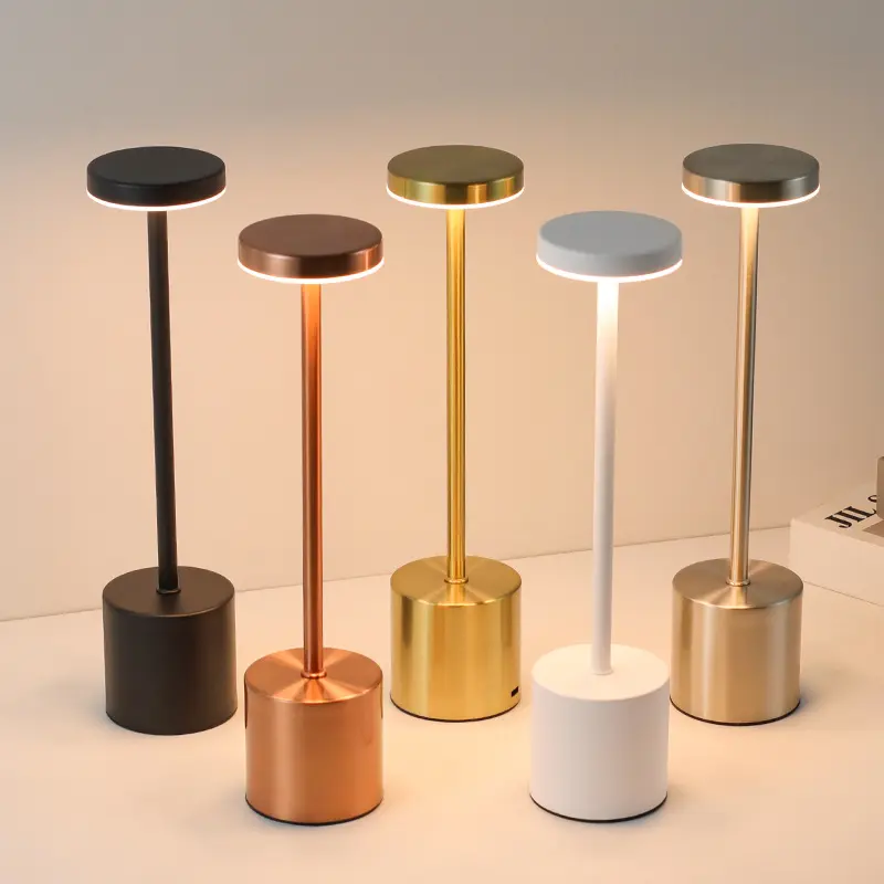 Modern Metal Touch Sensor Table Lamp – Rechargeable & Dimmable