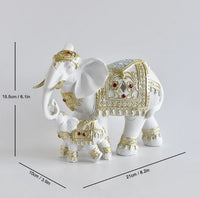 Royal Elephant Resin Figurines – Decorative Mother & Calf Set