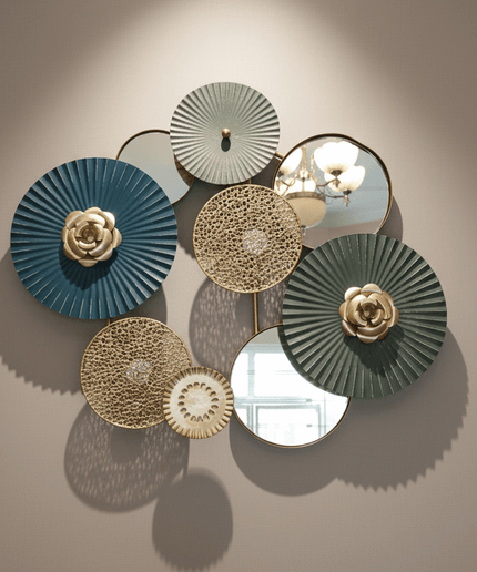 Modern Abstract Metal Wall Decor With Mirrors