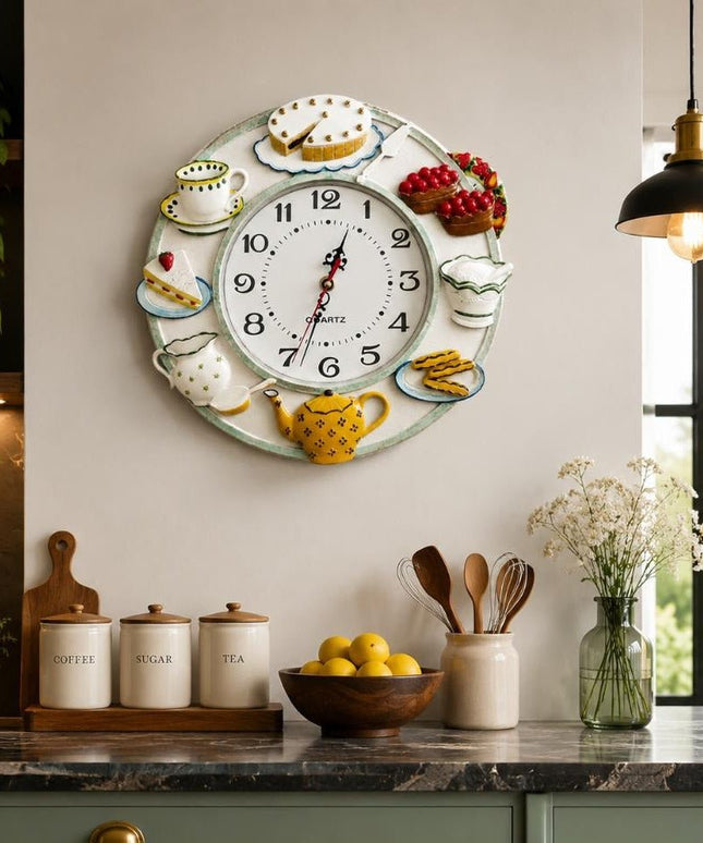 Playful Tea Party Wall Clock