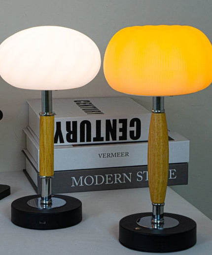 Retro Wooden Ambient Lamp – Rechargeable & Wireless