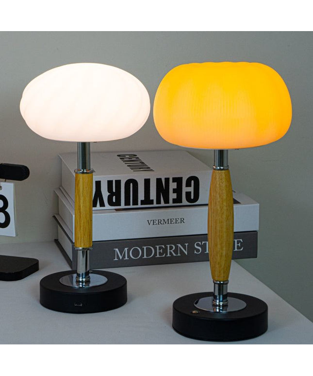Retro Wooden Ambient Lamp – Rechargeable & Wireless