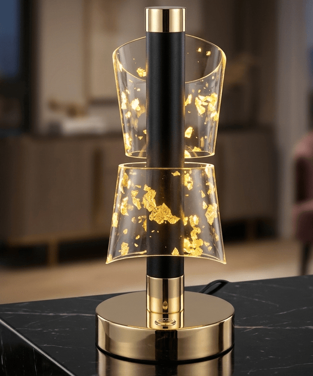 Sleek Black & Gold Tocuh Lamp- Wireless & Rechargeable