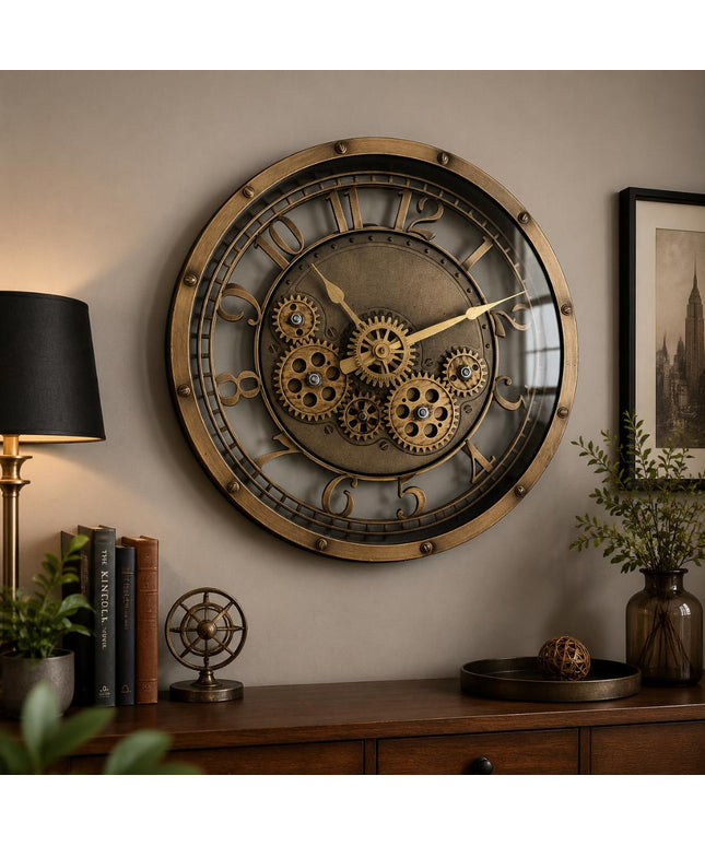 Vintage Mechanical Gear Wall Clock