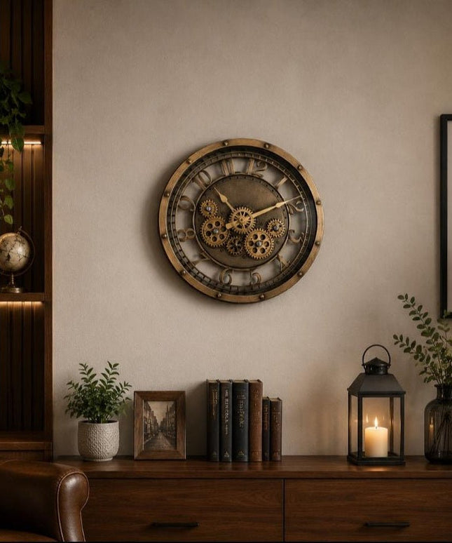 Vintage Mechanical Gear Wall Clock