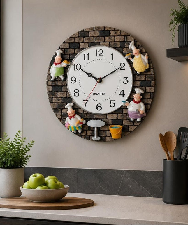 Whimsical Chef Kitchen Wall Clock