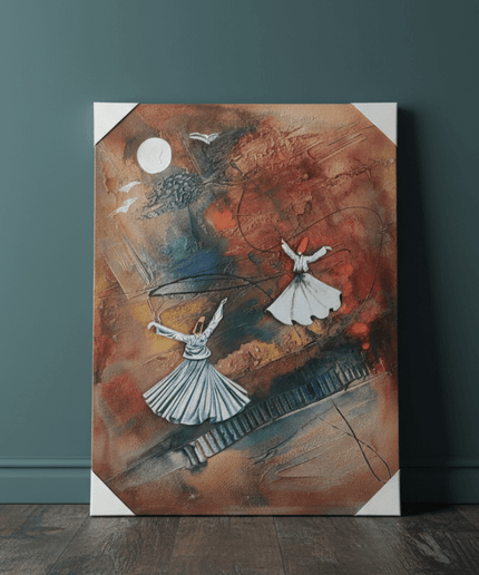 Whirling Dervishes Across the Path of Devotion| Handmade Canvas Wall Art