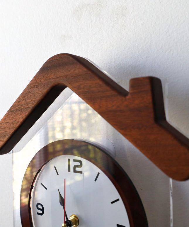 Wooden House Pendulum Wall Clock